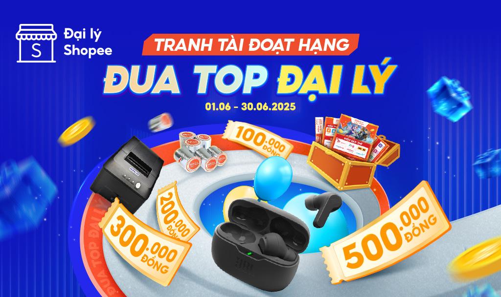  Đ&oacute;n sinh nhật quẩy th&ocirc;i l&agrave; chưa đủ, phải tranh top mới chất. Đ&atilde; tới l&uacute;c bung skill tranh to&agrave;i đoạt hạng, rinh ngay loạt giải thưởng gi&aacute; trị căng. H&agrave;o quang chiến thắng sẽ thuộc về những ai c&oacute; thứ hạng đỉnh của ch&oacute;p. Ai sẽ l&agrave; c&aacute;i t&ecirc;n đứng đầu trong đại tiệc sinh nhật năm nay? 
 Kh&aacute;m ph&aacute; chương tr&igrave;nh v&agrave; tham gia ngay. 
 THỜI GIAN CHƯƠNG TR&Igrave;NH Từ ng&agrave;y 01.06 - 30.06.2025 ĐỐI TƯỢNG V&Agrave; ĐIỀU KIỆN THAM GIA Đối tượng Chương tr&igrave;nh &aacute;p dụng cho tất cả Đại l&yacute; đang sử dụng t&agrave;i khoản Đại l&yacute; Shopee (kh&ocirc;ng bao gồm Kh&aacute;ch h&agrave;ng c&aacute; nh&acirc;n &amp; Chuỗi cửa h&agrave;ng). Điều kiện Qu&yacute; Đại l&yacute; h&atil