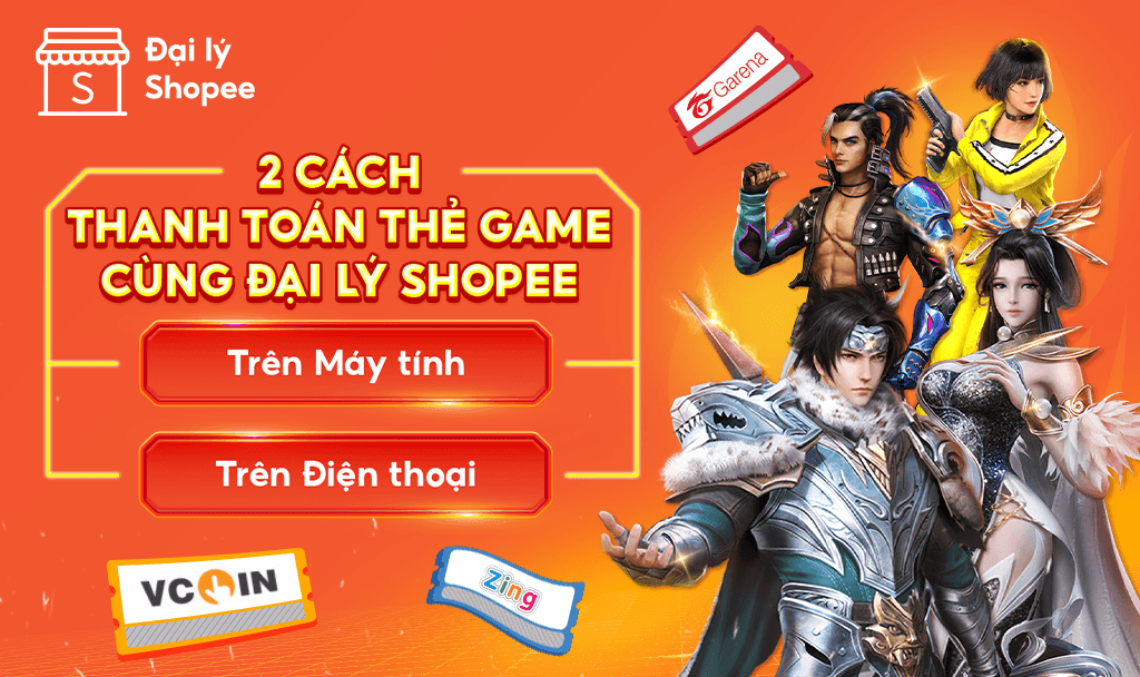  Tại Đại l&yacute; Shopee, thẻ game từ c&aacute;c nh&agrave; ph&aacute;t h&agrave;nh uy t&iacute;n như Garena, Zing, Vcoin lu&ocirc;n l&agrave; một trong những sản phẩm được săn đ&oacute;n v&agrave; ưa chuộng nhất. 
 
 Với nhiều phương thức thanh to&aacute;n v&ocirc; c&ugrave;ng tiện lợi, qu&yacute; Đại l&yacute; c&oacute; thể dễ d&agrave;ng thực hiện giao dịch cho kh&aacute;ch h&agrave;ng của m&igrave;nh trong t&iacute;ch tắc. 
 
 H&atilde;y c&ugrave;ng Đại l&yacute; Shopee kh&aacute;m ph&aacute; ngay c&aacute;c phương thức thanh to&aacute;n thẻ game đơn giản ngay b&ecirc;n dưới nh&eacute;! 1. TRUY CẬP TRANG WEB HTTPS://WEB.DAILYSHOPEE.VN TR&Ecirc;N M&Aacute;Y T&Iacute;NH 
 2. TRUY CẬP TRANG WEB HTTPS://WEB.DAILYSHOPEE.VN TR&Ecirc;N ĐIỆN THOẠI Qu&yacute; Đại l&yacute; h&atilde;y lưu &yacu